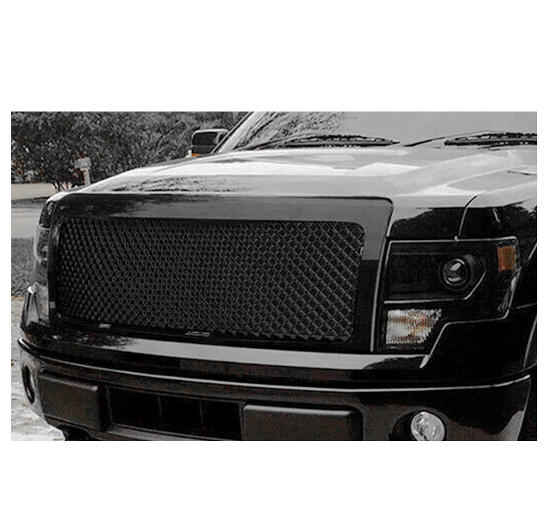 For 0914 Ford F150 Pickup Mesh Front Bumper Upper Grille Grill Gloss