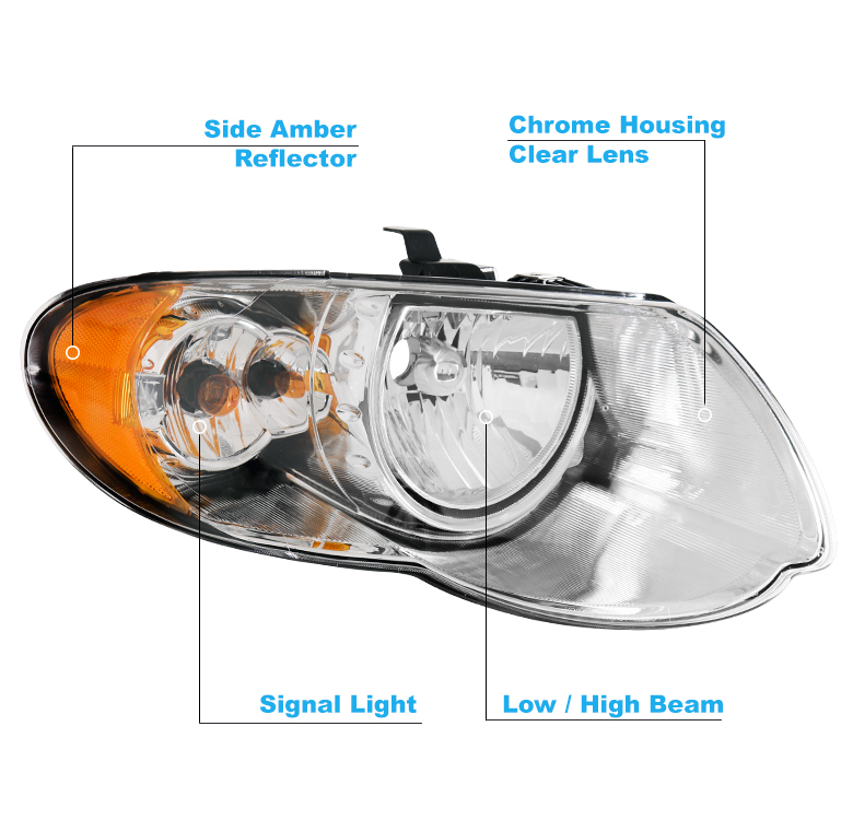 For 05 06 07 Chrysler Town & Country Chrome Headlight Headlamp w/LED DRL+HID Kit | eBay 2006 Chrysler Town And Country Headlight Bulb Size