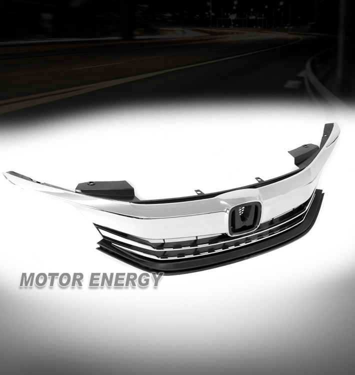 For 2016-2017 Honda Accord Sedan OE Style Front Upper Hood Grille - Chrome / Black
