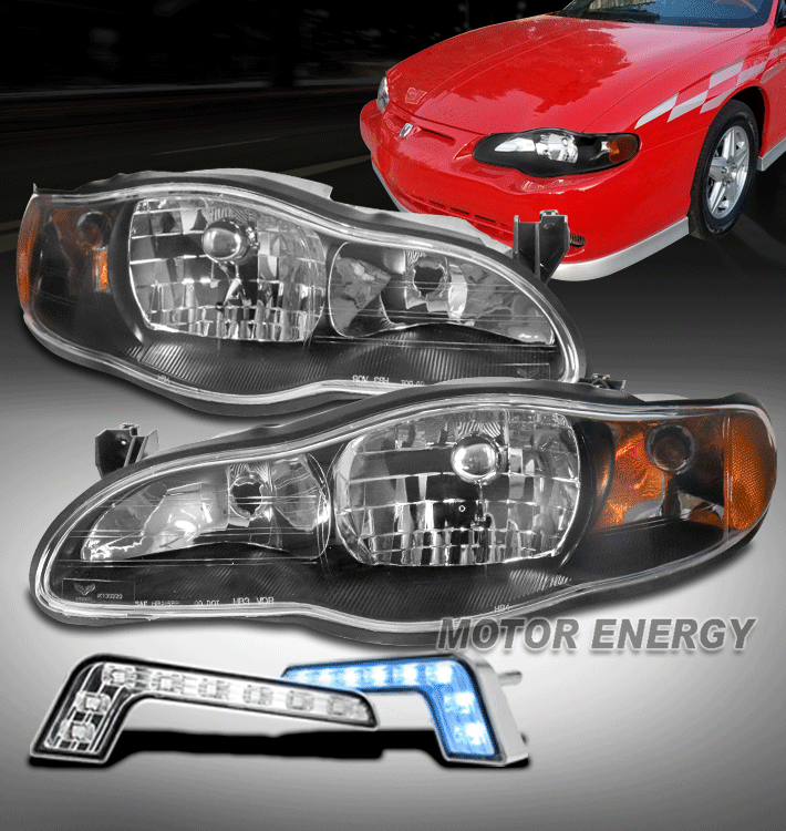 For 00 05 Chevrolet Monte Carlo Black Headlights Headlamp W Blue Led Drl Signal Ebay