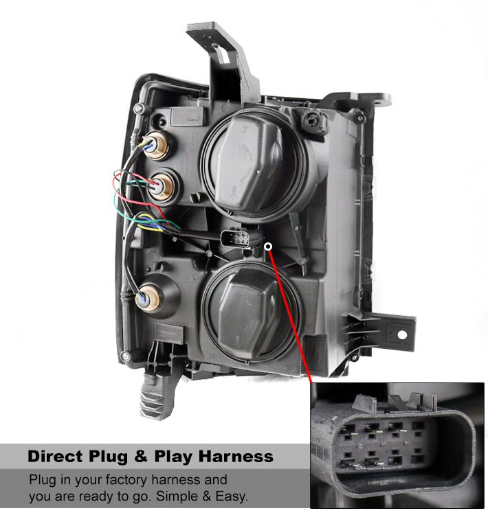 For 2014-2015 Chevy Silverado 1500 Projector Headlights Headlamps with 6.25