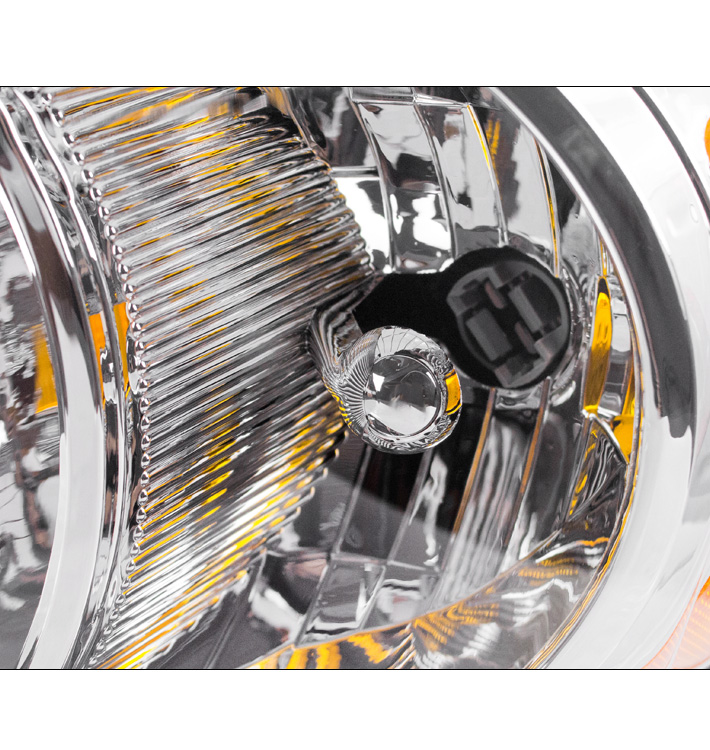 Suitable For 2006-2008 Dodge Ram 1500 / 2006-2009 2500 / 3500 Replacement Headlights Lamps - Chrome with Amber Reflector
