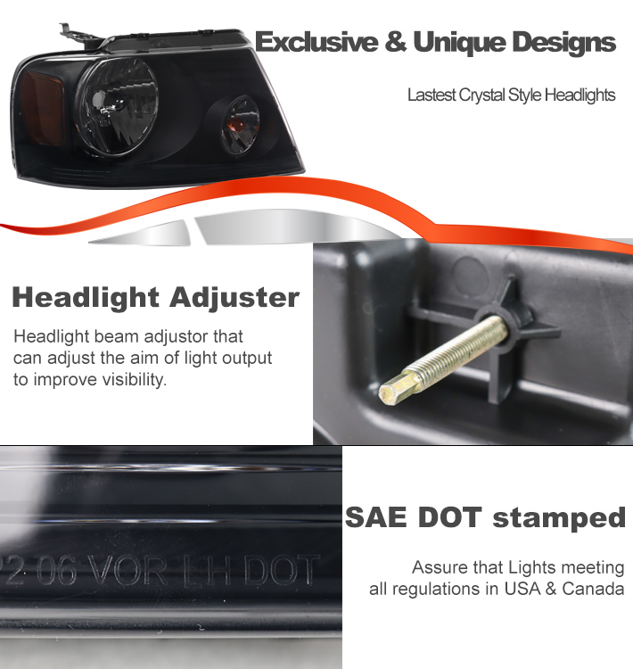 For 2004-2008 Ford F-150 Replacement Headlights w/6.25