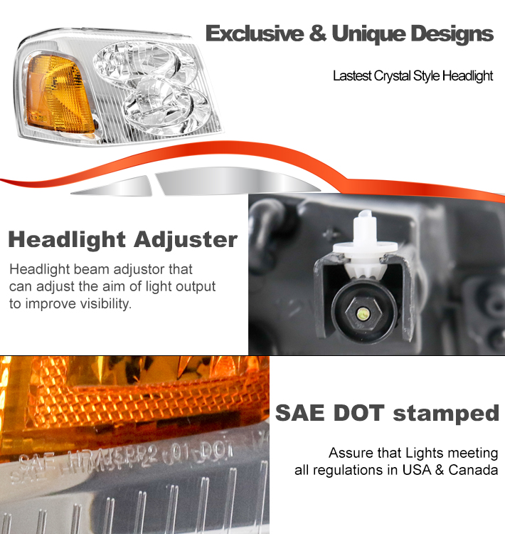 For 2002-2009 GMC Envoy Replacement Headlights Headlamps with 6.25