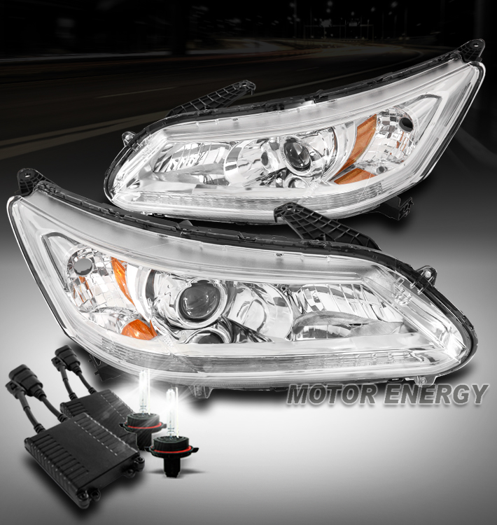 For 2013-2015 Honda Accord Sedan 4DR Projector Headlights Headlamps with 50W 6000K HID Conversion Kit - Chrome