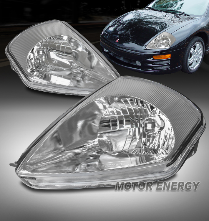 For 2000-2005 Mitsubishi Eclipse Replacement Headlights Headlamps - Chrome