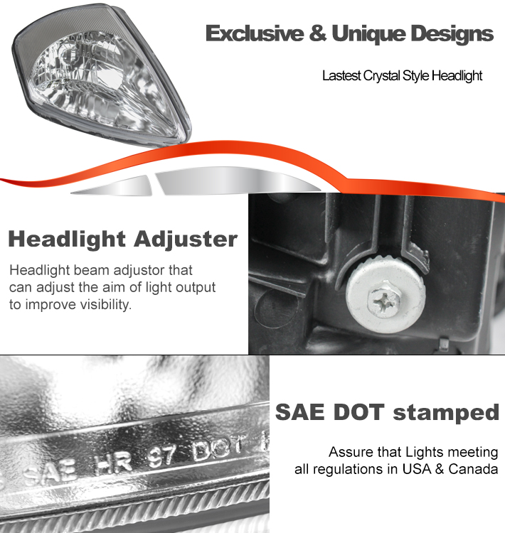 For 2000-2005 Mitsubishi Eclipse Replacement Headlights Headlamps - Chrome