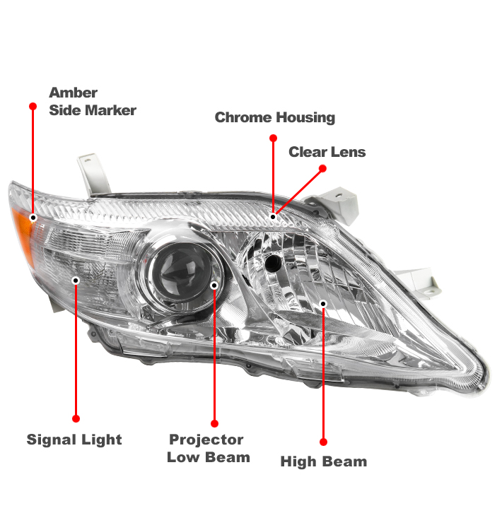 For 2010-2011 Toyota Camry Projector Headlights Headlamps with 6.25