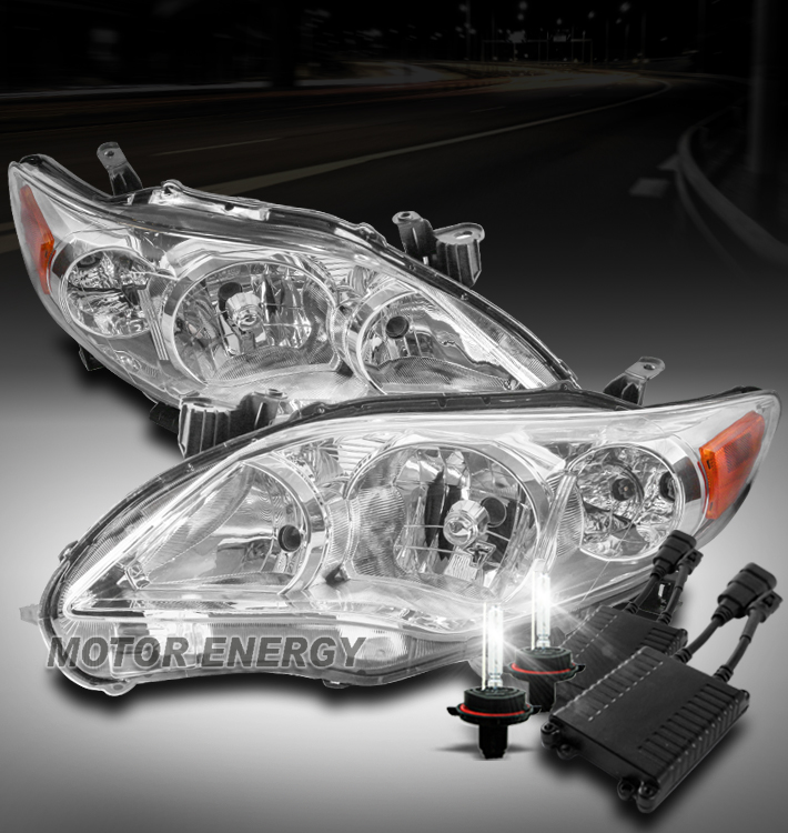 For 2011-2013 Toyota Corolla Replacement Headlights Headlamps with 50W 6000K HID Conversion Kit - Chrome