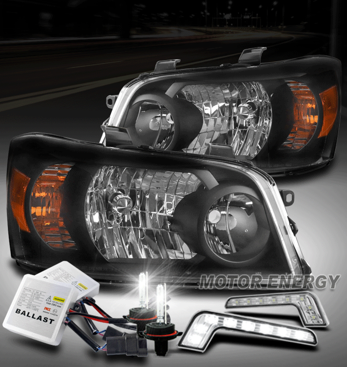 FOR 0406 TOYOTA HIGHLANDER BLACK HEADLIGHTS HEADLAMPS LAMP W/LED DRL