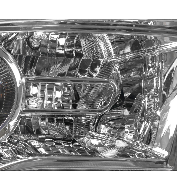 Evan-Fischer Projector Headlight Set – LH/RH, Halogen, Chrome – Fits Ram 1500/2500/3500 2013-2015
