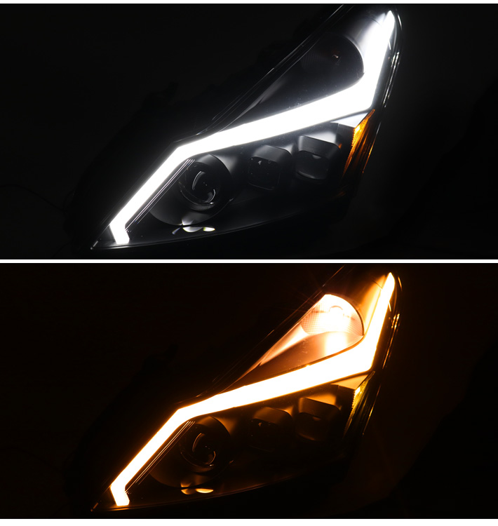 SPEC-D TUNING Black Projector Headlights w/LED Sequential Turn