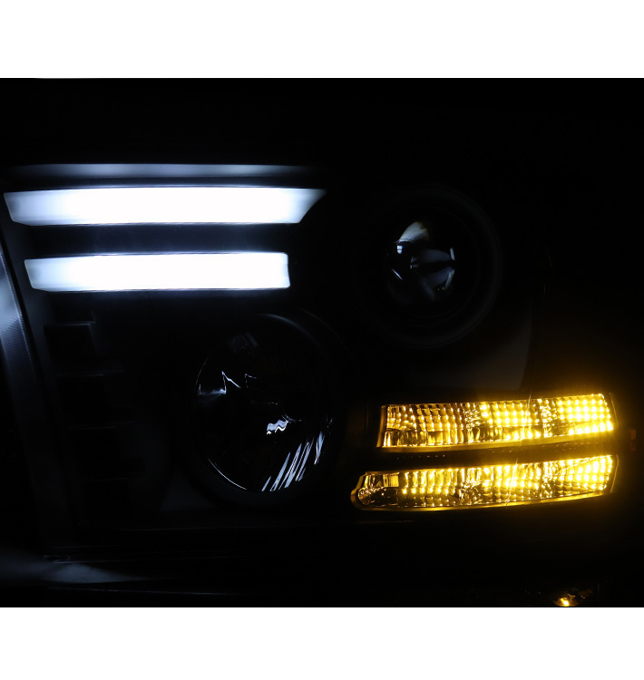 thumbnail image 2 of Black LED Tube Projector Headlights For 2009-2018 Dodge Ram 1500 2500 3500 - Pair 2 of 5