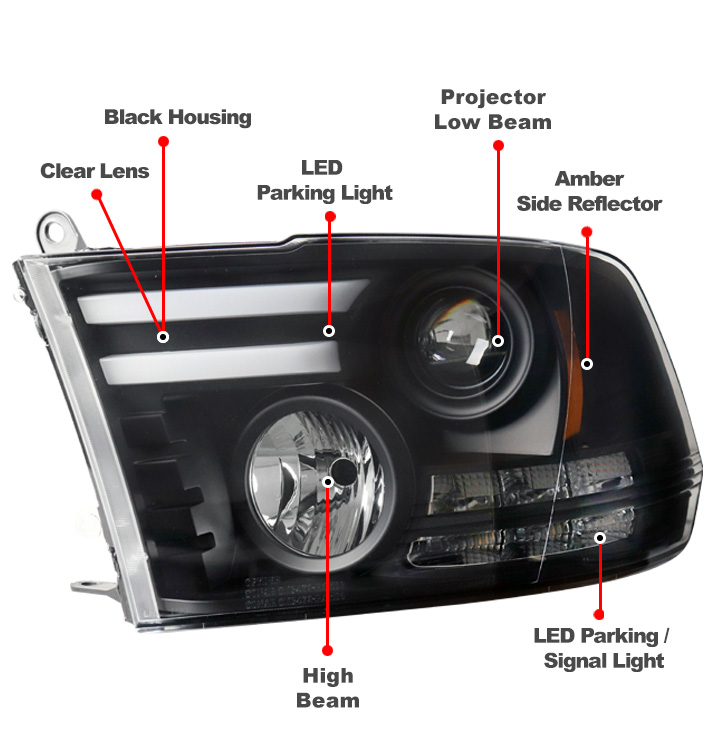 For 2009-2018 Dodge Ram 1500 2500 3500 Blk Smoke Headlight Headlamp For 2009-2018 Dodge Ram 1500 2500 3500 Blk Smoke Headlight Headlamp
