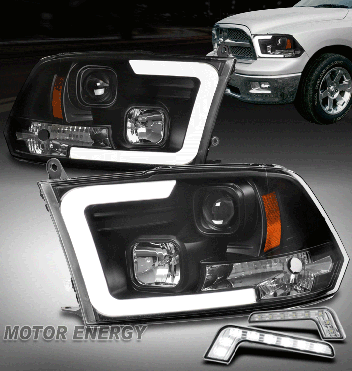 Suitable For 2009-2018 Dodge Ram 1500 / 2010-2018 2500 3500 LED Tube Switchback Signal Projector Headlights with 6.25