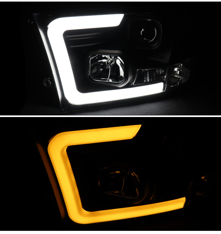Suitable For 2009-2018 Dodge Ram 1500 / 2010-2018 2500 3500 LED Tube Switchback Signal Projector Headlights with 6.25