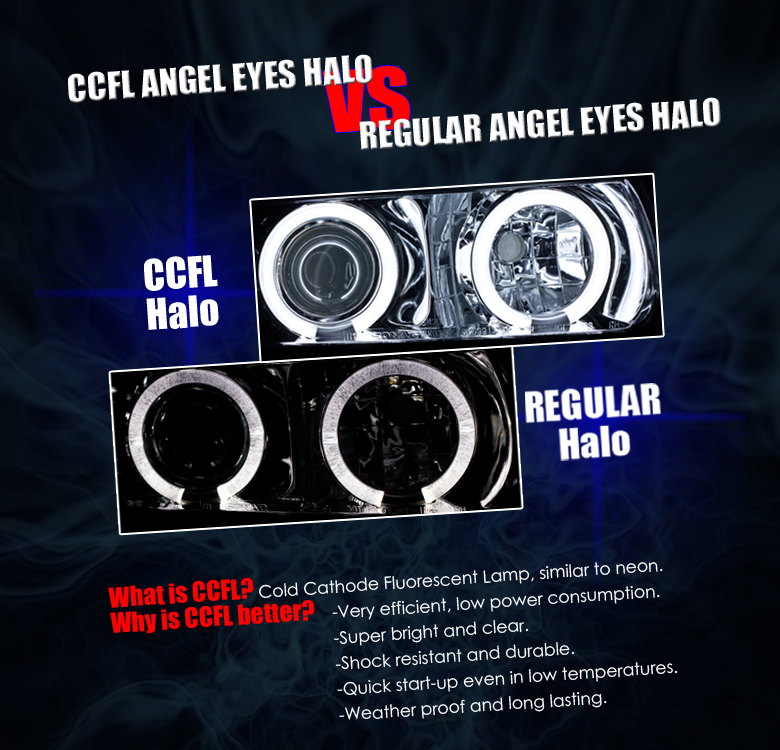 For 2004-2008 Ford F-150 LED CCFL Halo Projector Headlights Headlamps - Black/Smoke