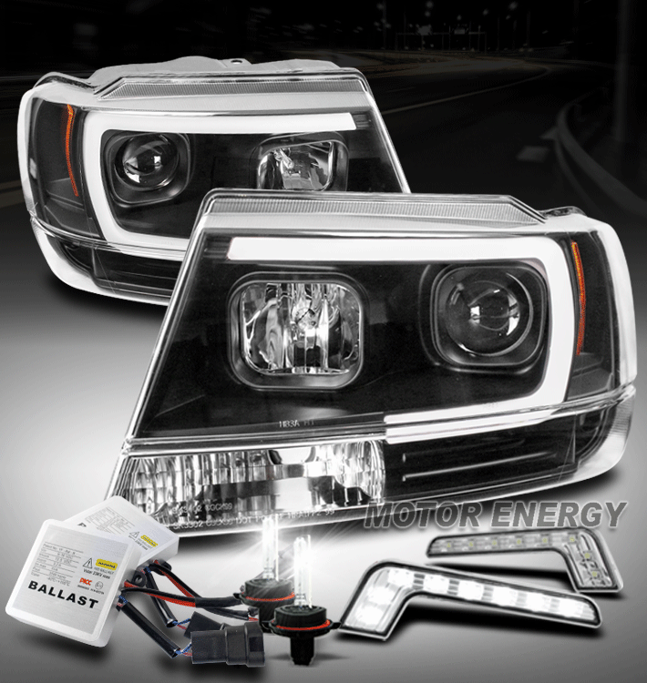 FOR 99-04 JEEP GRAND CHEROKEE LED TUBE PROJECTOR BLACK HEADLIGHTS W/DRL+HID KIT | eBay 2004 Jeep Grand Cherokee Reverse Lights Not Working