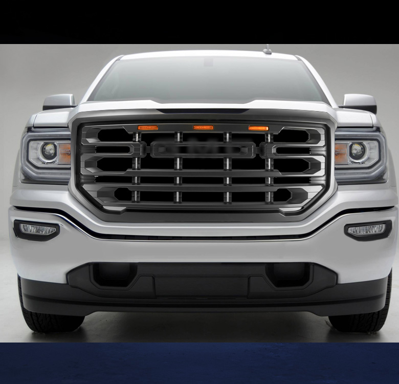 For 2016 2017 2018 GMC Sierra 1500 Denali Hood Upper Grille w/Amber