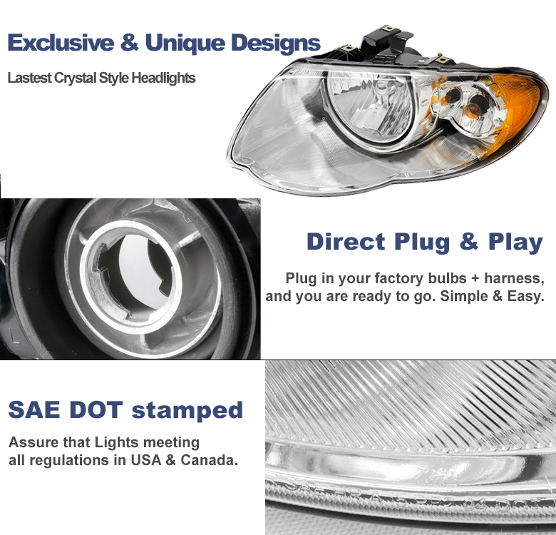For 2005 2006 2007 Chrysler Town&Country Headlights Headlamp Chrome w/8K HID Kit | eBay 2006 Chrysler Town And Country Headlight Bulb Size