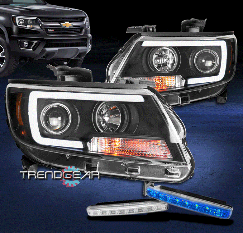FOR 2015-2019 CHEVY COLORADO LED TUBE BLACK PROJECTOR HEADLIGHTS W/BLUE DRL KIT | eBay 2019 Chevy Colorado Tail Light Bulb Size