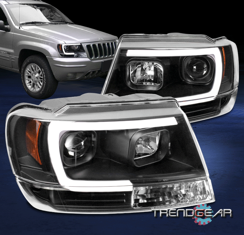 FOR 1999-2004 JEEP GRAND CHEROKEE LED TUBE PROJECTOR HEADLIGHTS