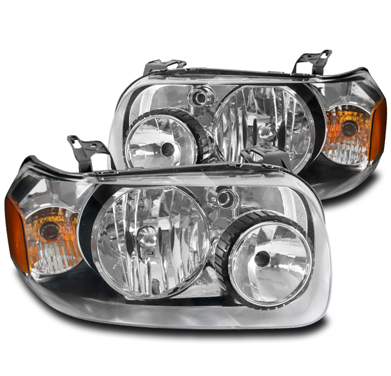 For 05 06 07 Ford Escape Replacement Headlight Headlamp Lamp Assembly Chrome Set Ebay