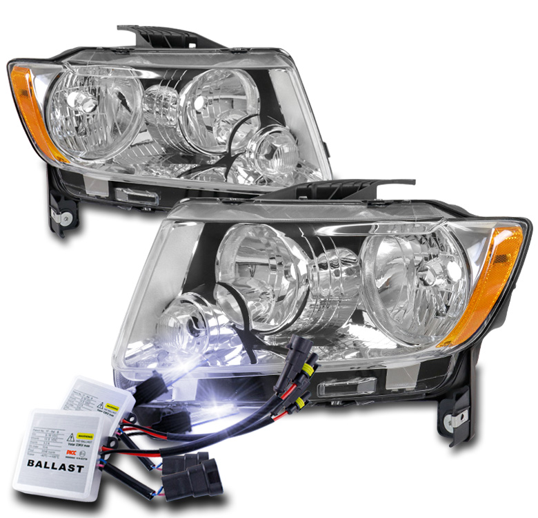 For 1113 Jeep Grand Cherokee/1117 Compass Halogen Headlight Chrome