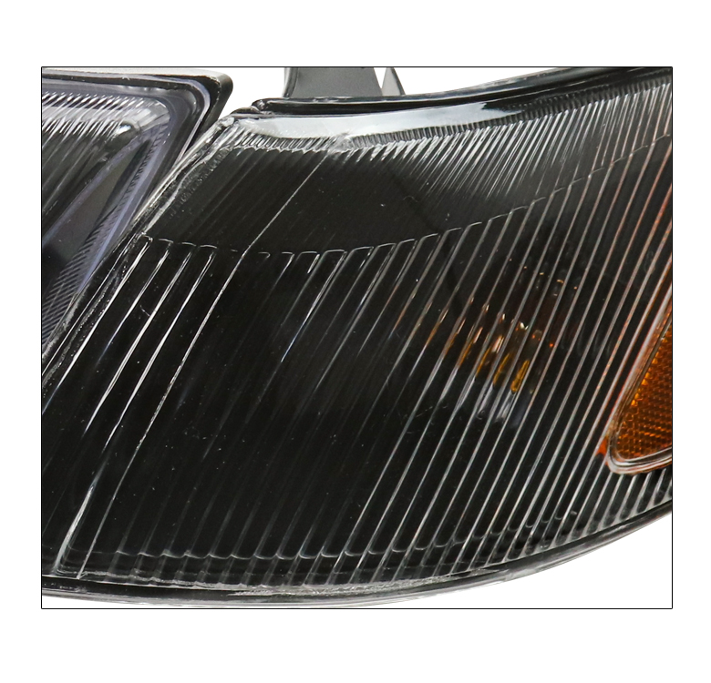 Black Housing Headlights + Amber Corner Lamps – Fit 1997-1999 Toyota Camry, Clear Lens, SAE/DOT Approved