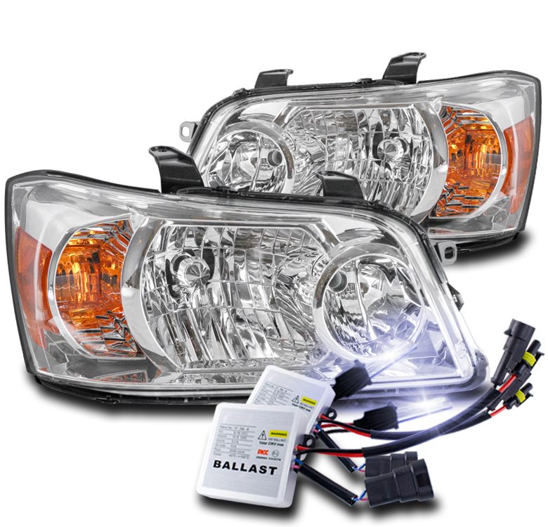 For 04 06 Toyota Highlander Replacement Headlights Headlamp Chrome W 10k Hid Kit Ebay